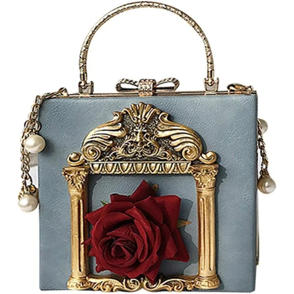 ⚡Women's Evening Love Angel Crossbody Rose Embossed Formal Blue Red Clutch Bag